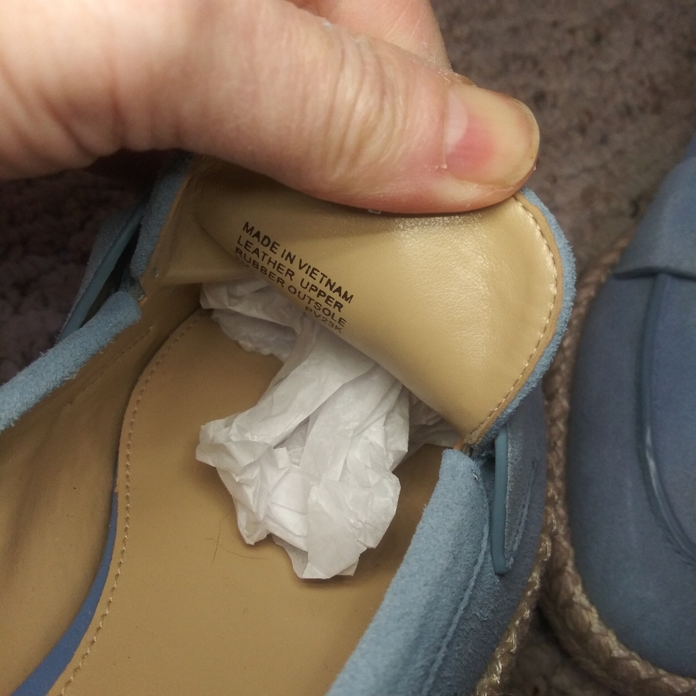 Michael Kors Jute Trimmed Blue Suede Loafers - Picture 5 of 7